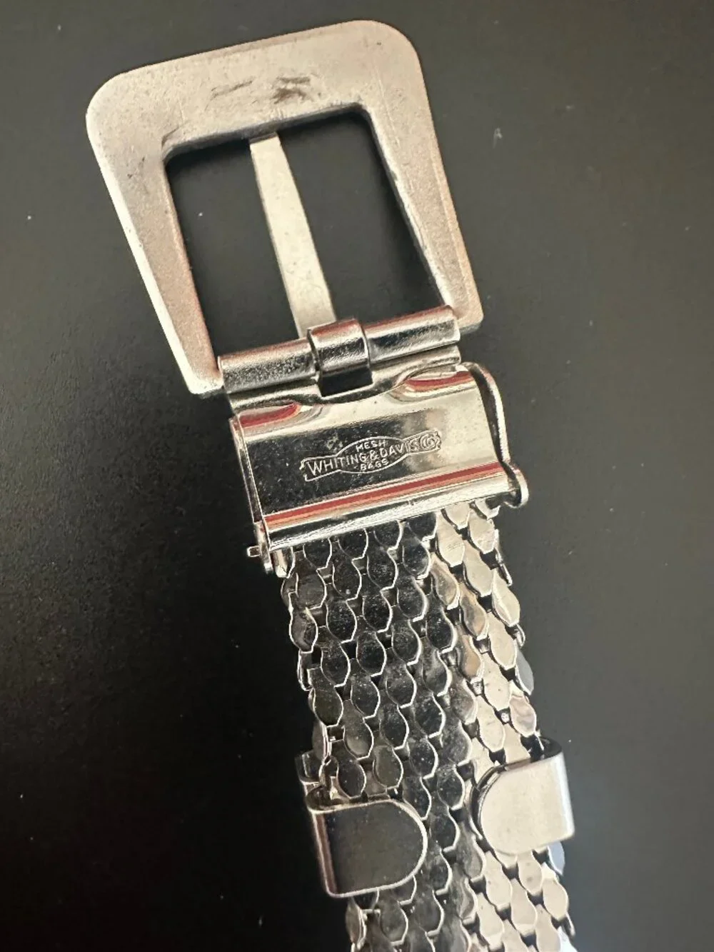 Vintage Whiting & Davis Silver Mesh Belt Disco Glam XS 24-28.5